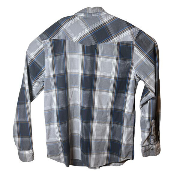 Levis Western Pearl Snap Gray  Plaid Long Sleeve L Regular Fit‎ Shirt - Picture 3 of 5